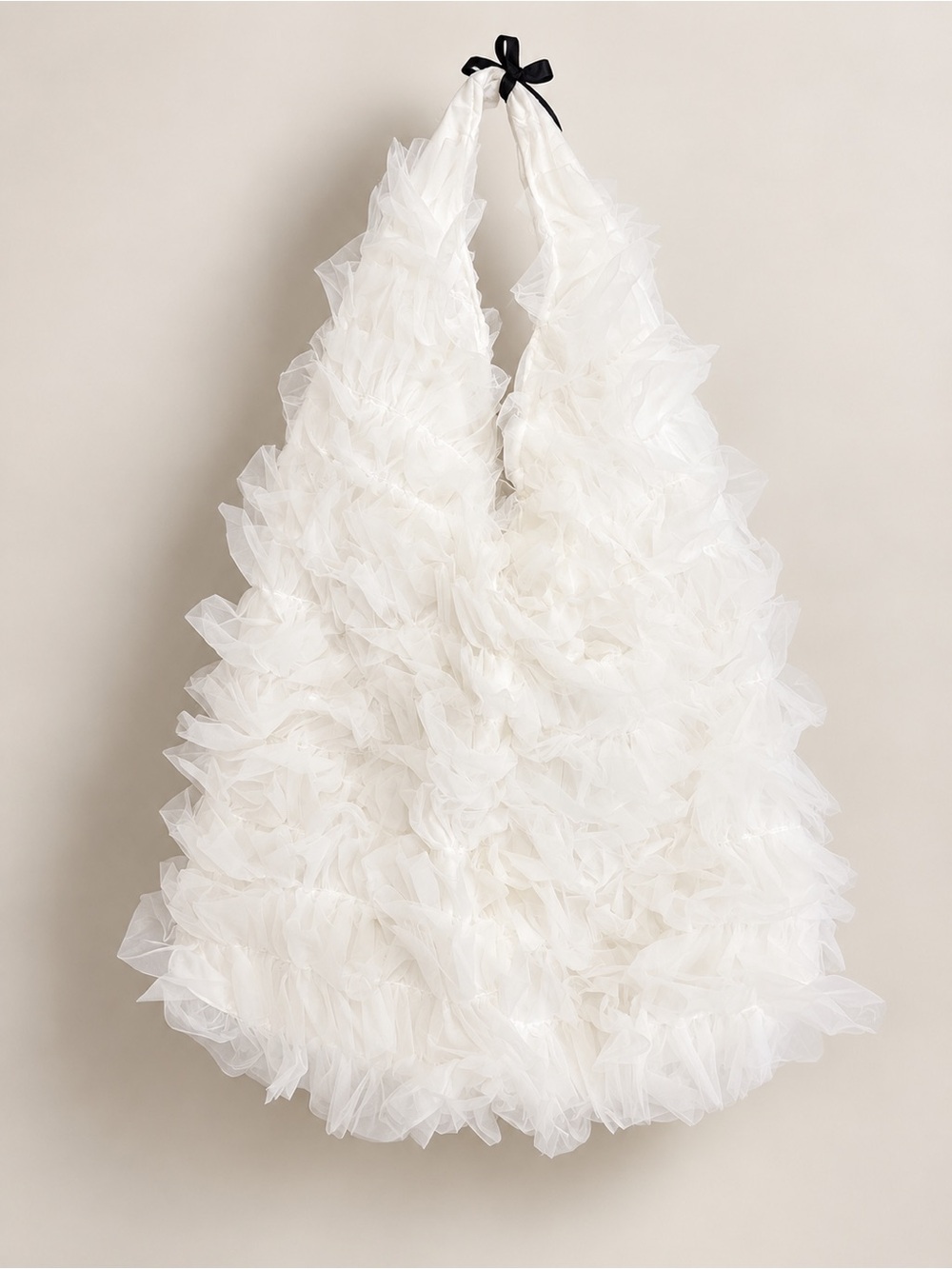 White Ruffle Halter-Style Tote